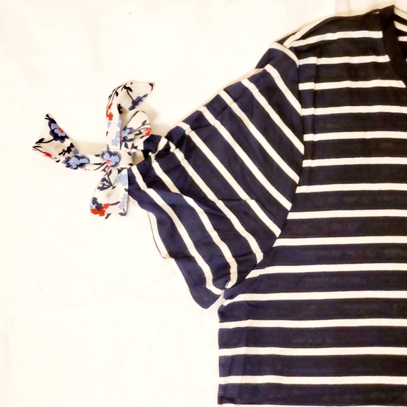 NWT Maison Jules Plus Size Striped Bow Trim Tee - Picture 7 of 8